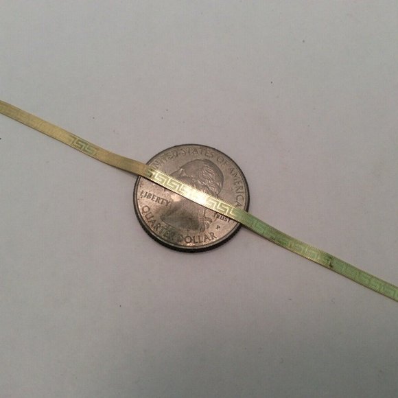 10K SOLID YELLOW REAL GOLD REVERSIBLE GREEK KEY HERRINGBONE bracelet  2.10GR  7 - Picture 9 of 9